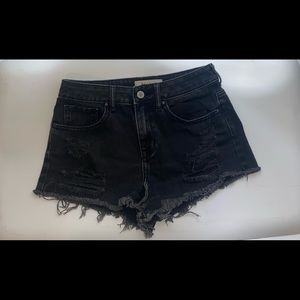 PacSun Black distressed denim shorts